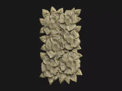 wild flower decor floral ornate cnc laser motif home wall relief 3D print model