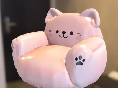 pack Cute  puff Kids Furniture Low-poly 3D model