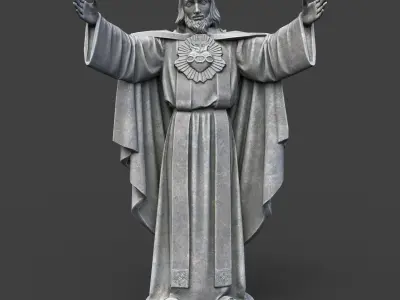 Low poly Jesus Sacred Heart Statue 220525 Low-poly 3D model