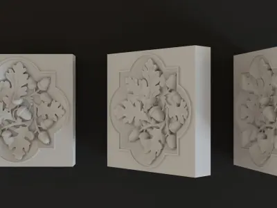 Decoration with framed acorns and oak leaves 3D model