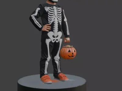Halloween Skeleton Kid 3D Model 3D print model