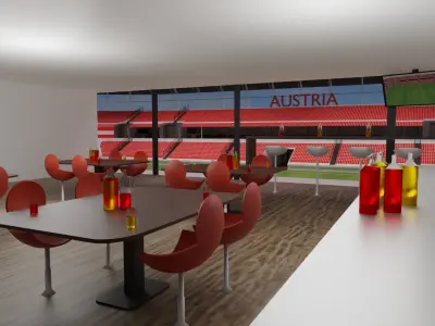 Austria Football Stadium and Interiors Low-poly 3D model
