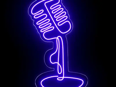 Wired Microphone Neon Sign 3D model