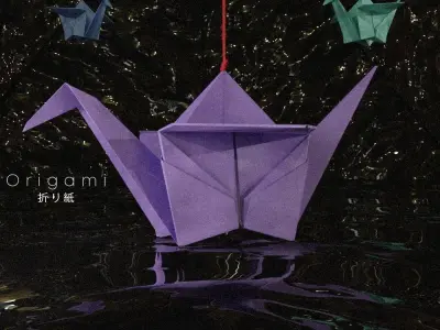Origami Crane Scene Low-poly 3D model