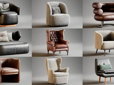 Low POLY Armchair Collections for Unreal Engine 4 Low-poly 3D model