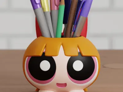 POWERPUFF GIRLS PLANTER PENCIL PEN HOLDER CARTOON 3D print model