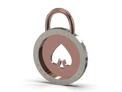 Lock Pendant Round Padlock with Spade Symbol jp0372 3D print model