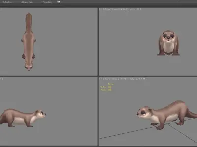 Cartoon otter Low-poly 3D model