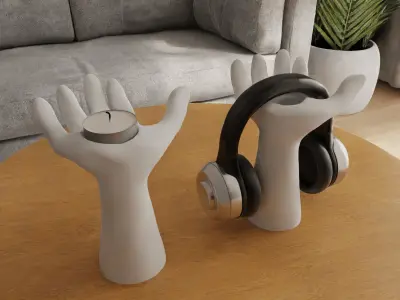 Hand Shaped 3D Holder STL File for Headphones Candles 3D print model