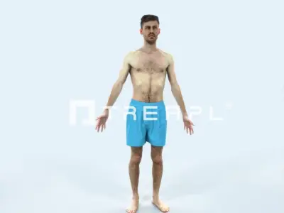 Posture K Beach Animated Rigged Sports Man Low-poly 3D model