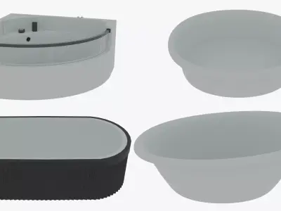 Modern Bathtub Set 4 Stylish 3D Models for Interior Design 3D model