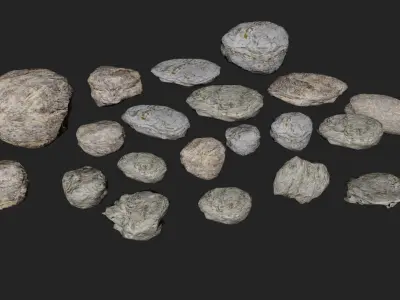 Stone Collection rocks and pebbles Low-poly 3D model