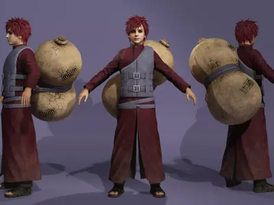 Gaara Realistic Ninja Naruto Next-Gen Quality UE Engine Ready 3D model