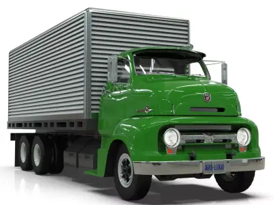 Vintage COE Tandem Axle Box Truck 3D model