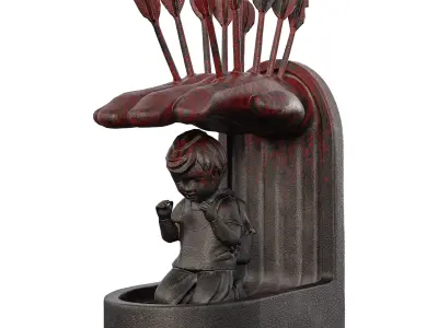 Prayer Boy Statue - Abstract War Memorial Sculpture  3D model