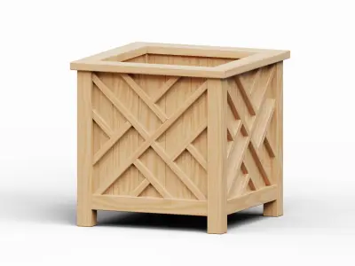 Wooden flower box Low-poly 3D model