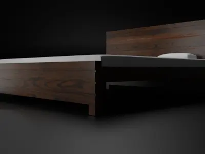 low poly double bed game ready  pbr textured 3D model