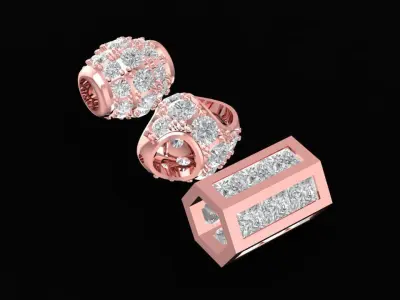 Luxury Diamond Charm Beads Set for Bracelet Jewelry 1374 3D print model