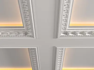 Modern coffered illuminated ceiling 3D model