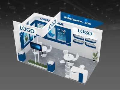 Exhibition booth 6x3m 2 open side 3D print model