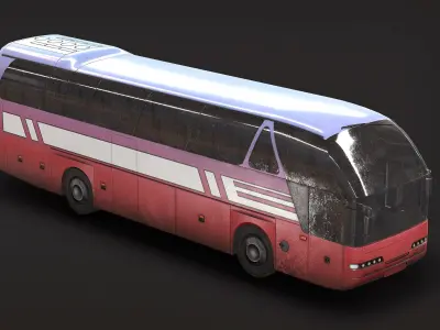 Tourist Bus Low Poly  Low-poly 3D model