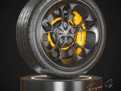 Hypersport car Wheel M1 Low-poly 3D model