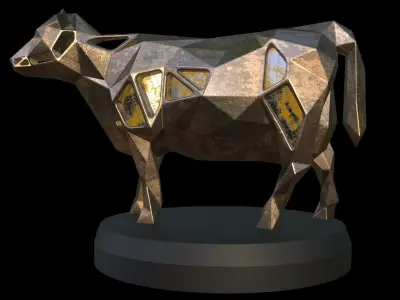 Steampunk Cow Low-poly 3D model