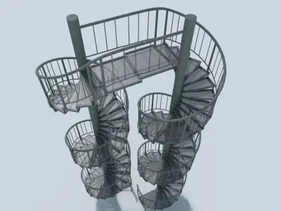 Aluminum spiral staircases for outside Low-poly 3D model