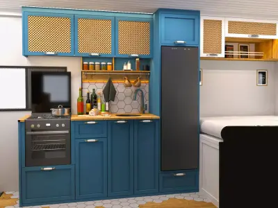 Fiat ducato 17m3 caravan interior design 3D model