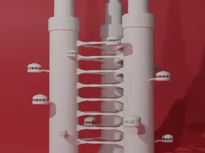 Sci-Fi Buildings Pack - 6 Buildings 3D model 3D model