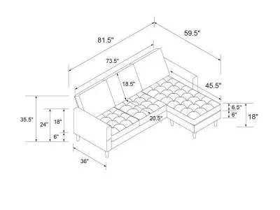 Strummer Velvet Reversible Sofa And Chaise - 2 Colour 3D model