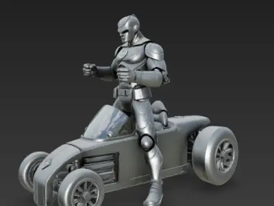 Armored Superhero Driver  Futuristic Racer  3D print model