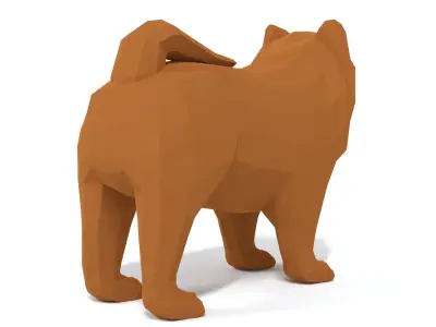 Low Poly Cartoon Chow Chow Dog Low-poly 3D model