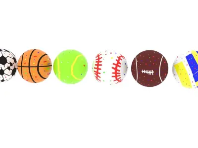 Sports Ball Jawbreaker Candies Set 3D model