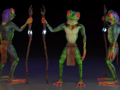 Frog The  Wizard Low-poly 3D model