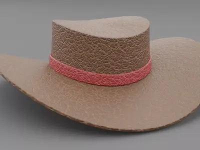 Leather hat  Low-poly 3D model