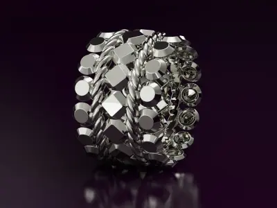 rhombus and half sphere Ring N2 Free 3D print model