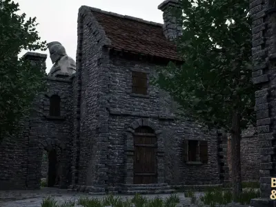 Modular Medieval Town Environment Low-poly 3D model