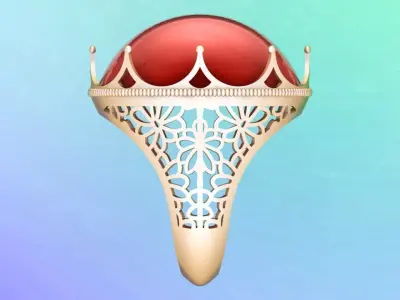 Gemstone Rings - Oval stone ring - Womens Rings 3D print model