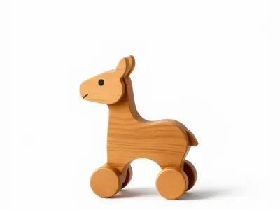Wooden Giraffe Toy model pack with detailed features Low-poly 3D model