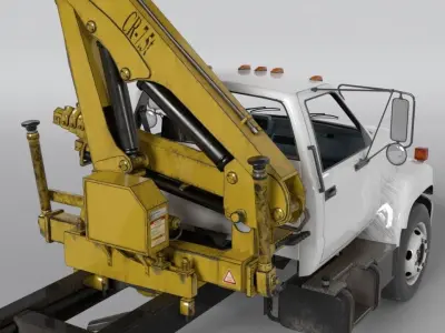 GMC Truck with crane Low-poly 3D model