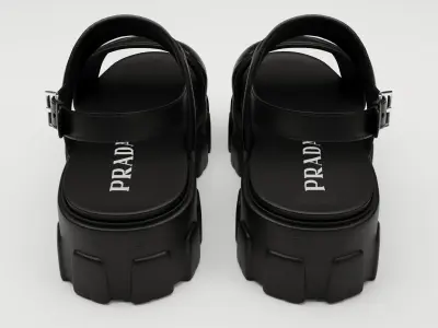 Sandals Prada Quilted black Low-poly 3D model