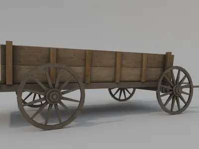 Wooden Cart  Low-poly 3D model