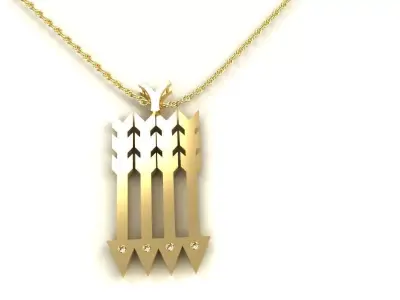 Ladies Flush Set Round Arrow Pendant Gold Silver Jewelry 3D print model