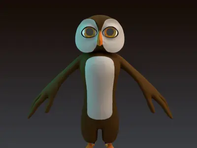 Stylized Owl NoRig Low-poly 3D model