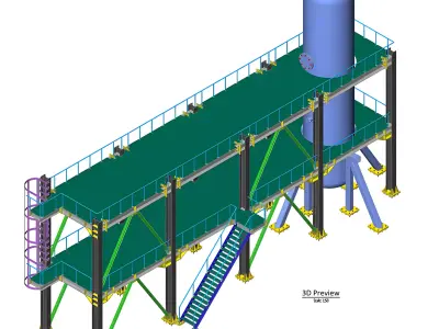 Industrial Steel Platform with Ladder 3D model