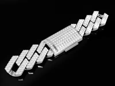 Diamond Cuban link bracelet 7 3D print model