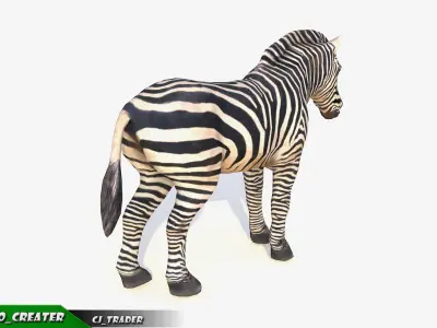 Lowpoly Zebra Animated 3D model Low-poly 3D model