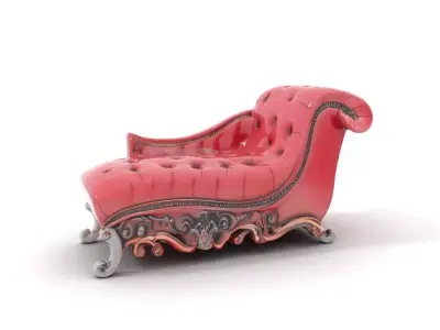 Elegant Burgundy Chaise model pack Low-poly 3D model