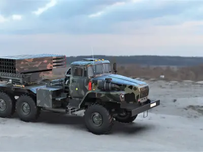 BM21 missile launcher 3D car printed model 3D print model